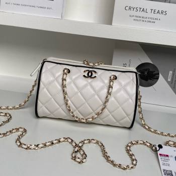 Chanel Lambskin Clutch with Chain AP4515 White/Black 2025 (YEZI-25030716)