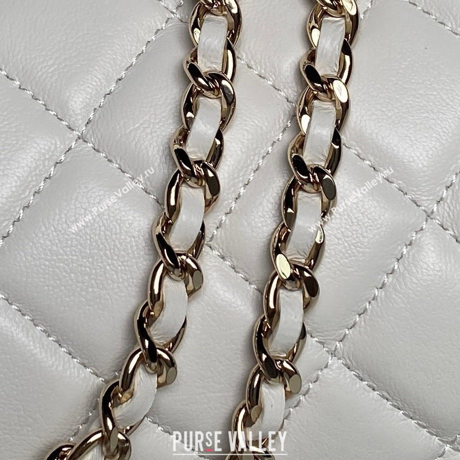 Chanel Lambskin Clutch with Chain AP4515 White/Black 2025 (YEZI-25030716)