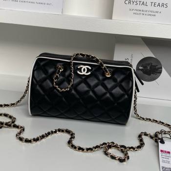 Chanel Lambskin Clutch with Chain AP4515 Black/White 2025 (YEZI-25030717)