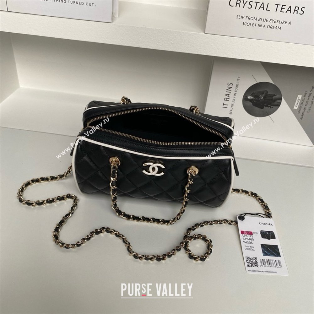 Chanel Lambskin Clutch with Chain AP4515 Black/White 2025 (YEZI-25030717)