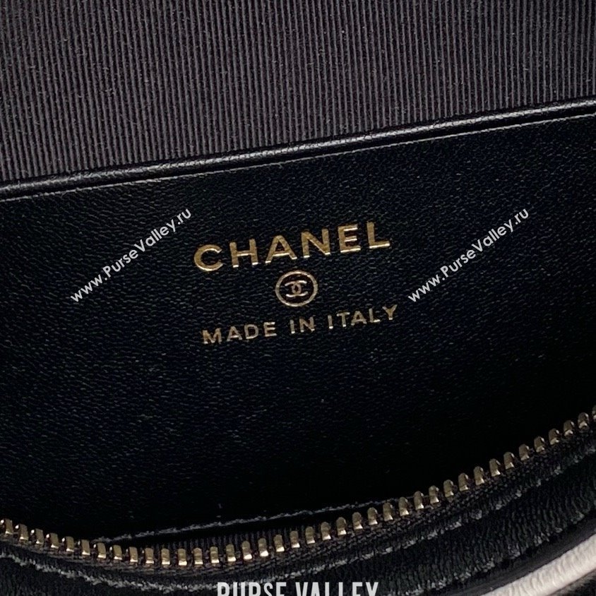 Chanel Lambskin Clutch with Chain AP4515 Black/White 2025 (YEZI-25030717)