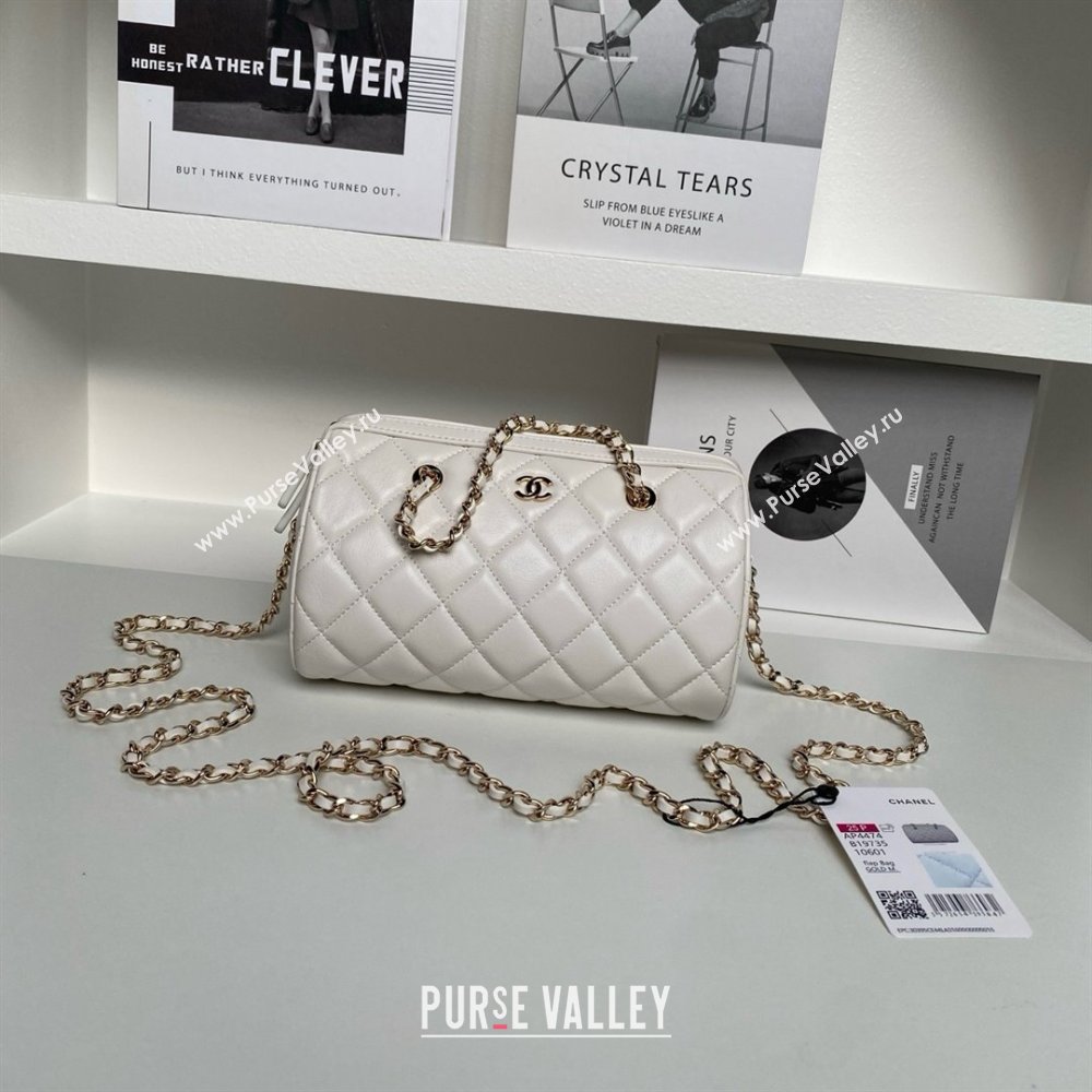 Chanel Lambskin Clutch with Chain AP4515 White/Gold 2025 (YEZI-25030718)