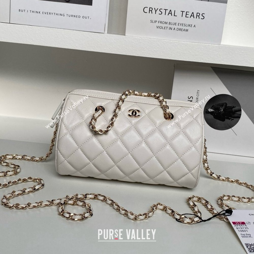 Chanel Lambskin Clutch with Chain AP4515 White/Gold 2025 (YEZI-25030718)