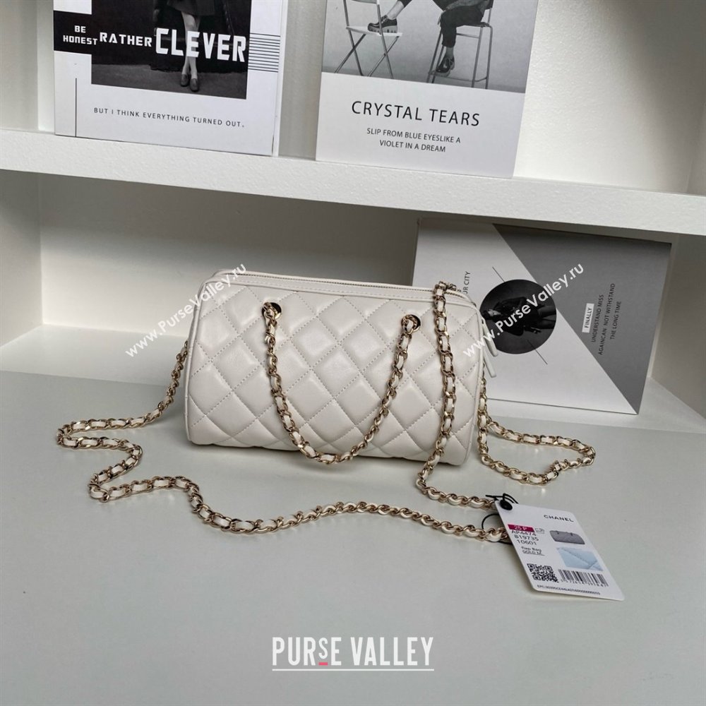 Chanel Lambskin Clutch with Chain AP4515 White/Gold 2025 (YEZI-25030718)