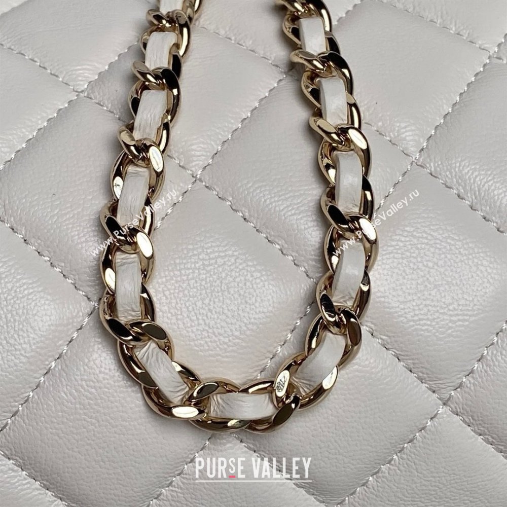 Chanel Lambskin Clutch with Chain AP4515 White/Gold 2025 (YEZI-25030718)