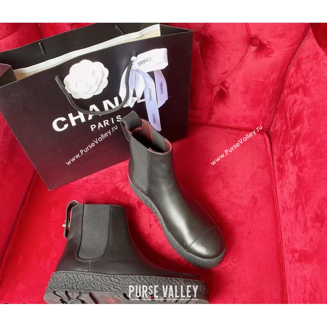 Chanel Calfskin Platform Short Boots Black 2021 (MD-21080943)