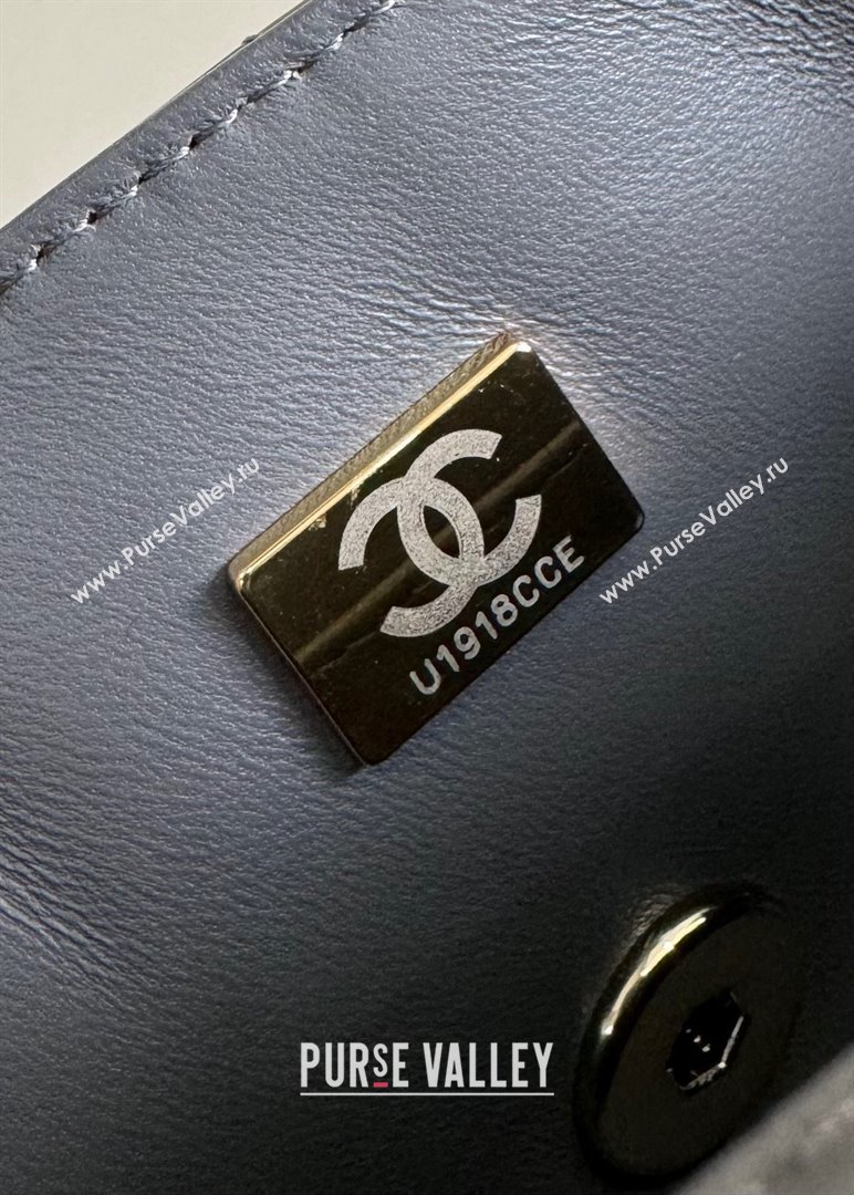 Chanel Mini Classic Flap Bag with Top Handle in Patent Calfskin AS2431 Gray 2024 (YUND-24101612)