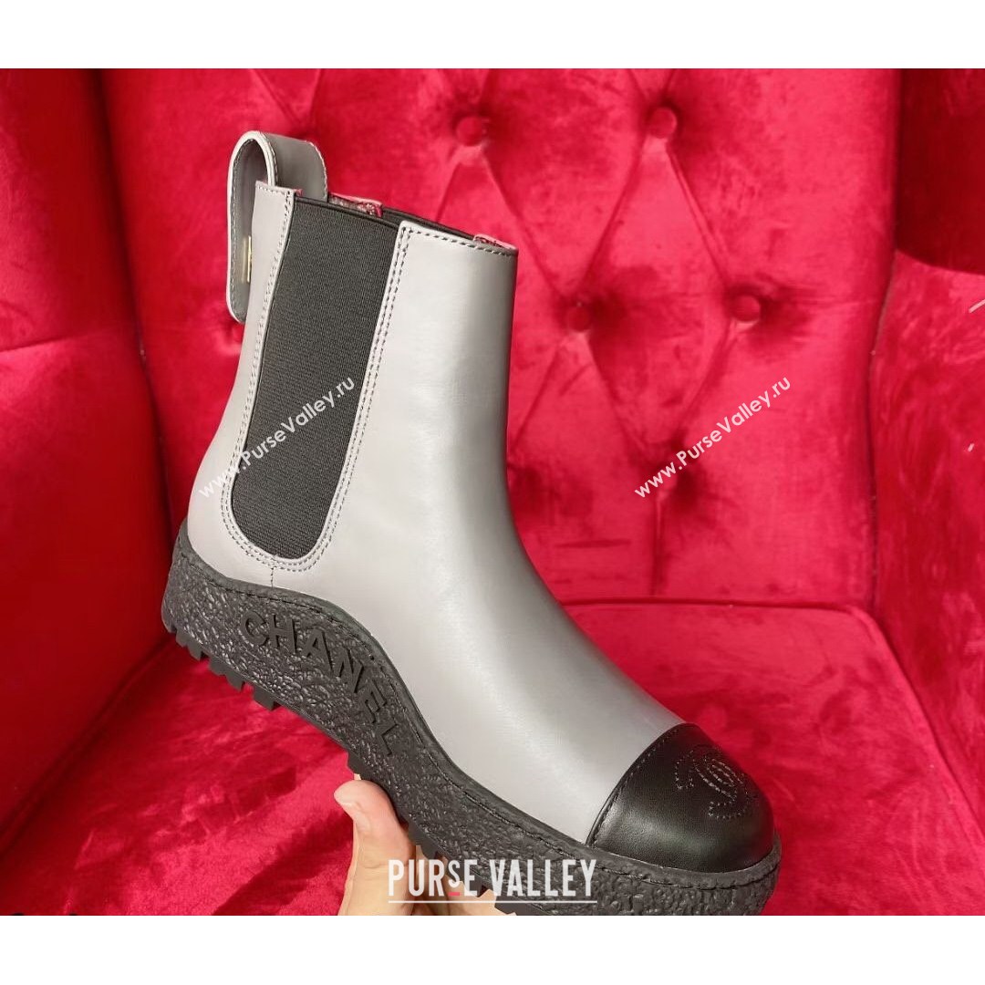 Chanel Calfskin Platform Short Boots Gray 2021 (MD-21080944)