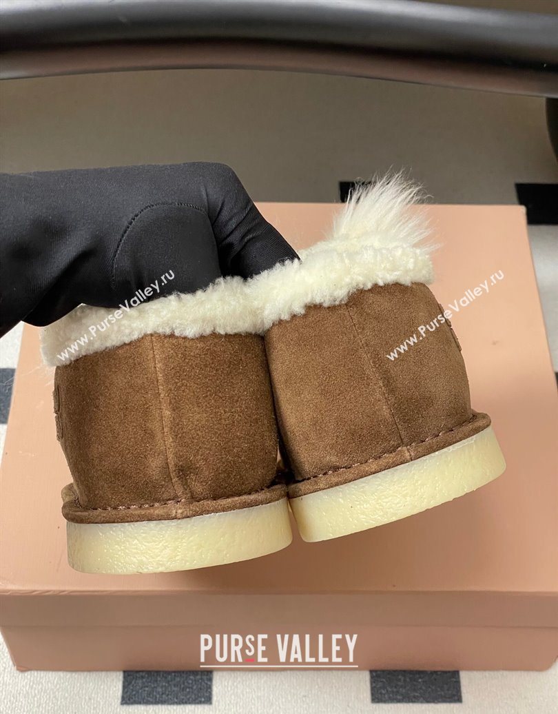 Miu Miu Suede and Shearling Snow Boots with Pompon Brown 2025 1024 (MD-251024138)