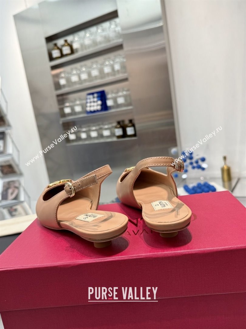 Valentino The Bold Edition VLogo Calfskin Slingback Ballerinas 20MM Beige 2024 (XL-24082826)