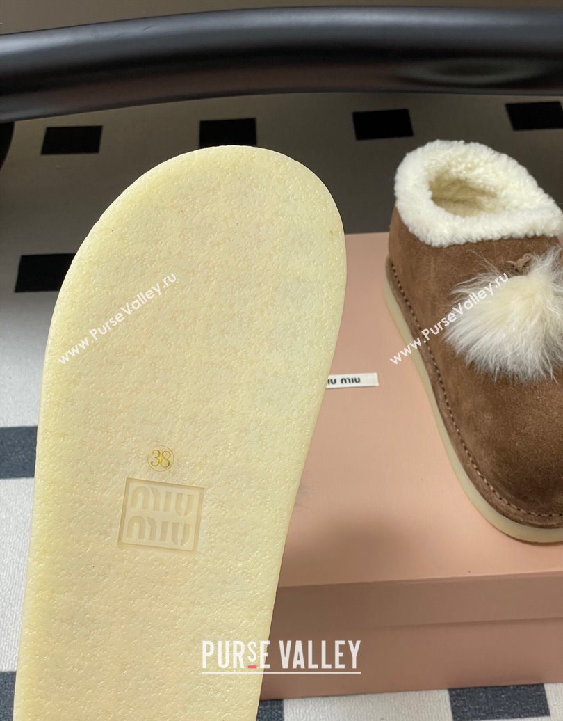 Miu Miu Suede and Shearling Snow Boots with Pompon Brown 2025 1024 (MD-251024138)
