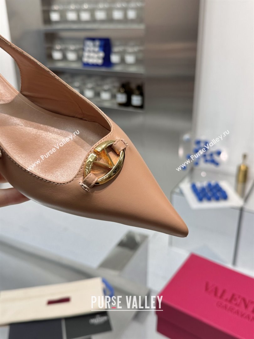 Valentino The Bold Edition VLogo Calfskin Slingback Ballerinas 20MM Beige 2024 (XL-24082826)