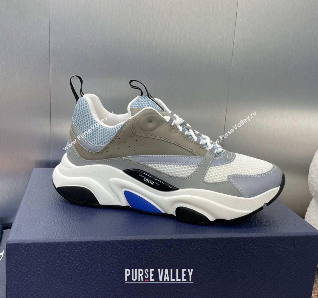 Dior Mens Homme Sneakers B22 in Leather and Mesh Khaki Grey 2024 093002 (MD-240930080)