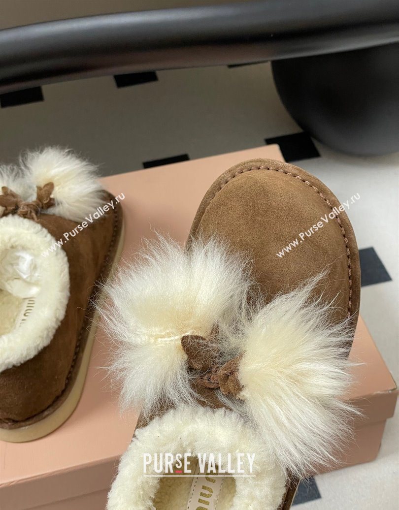 Miu Miu Suede and Shearling Snow Boots with Pompon Brown 2025 1024 (MD-251024138)