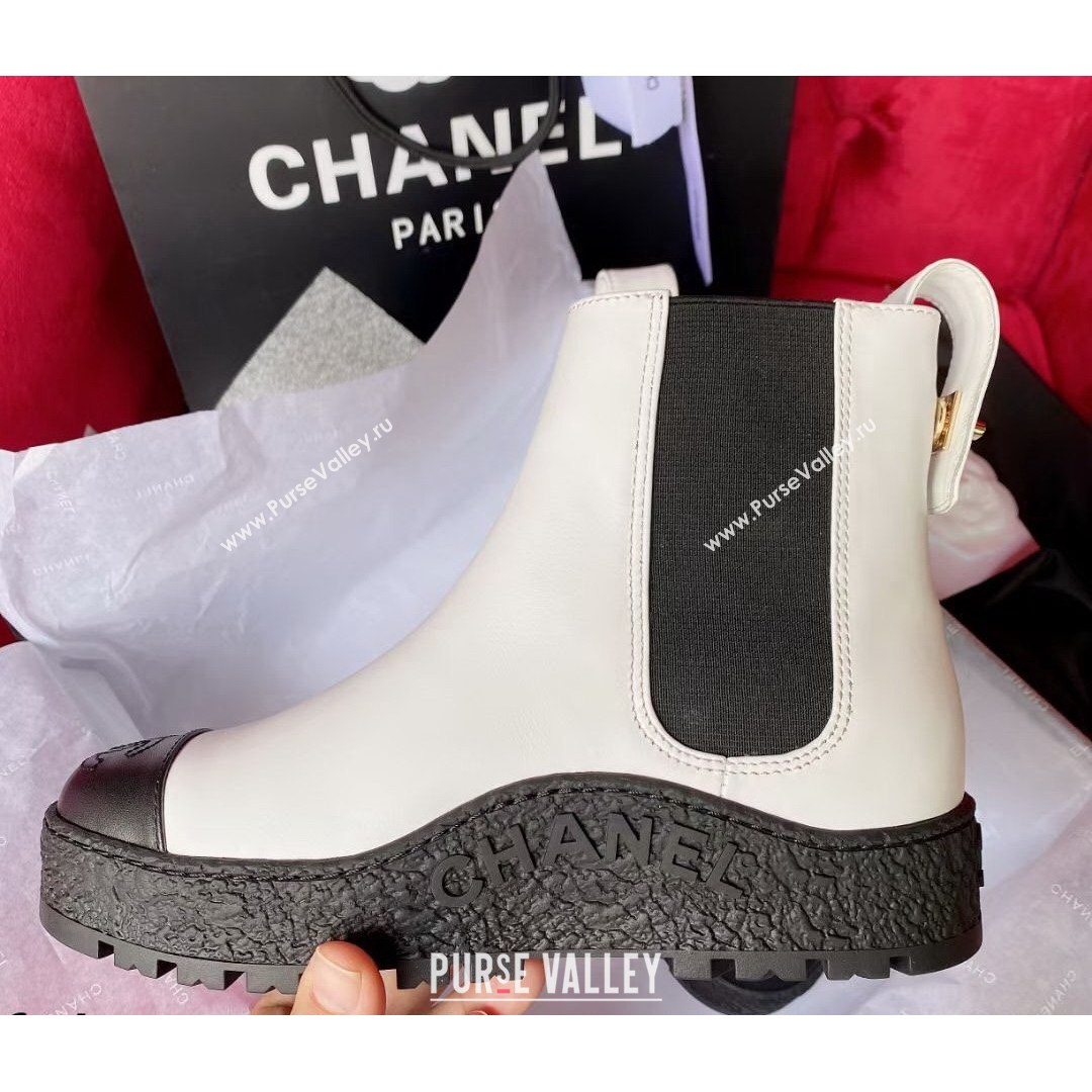 Chanel Calfskin Platform Short Boots White 2021 (MD-21080945)