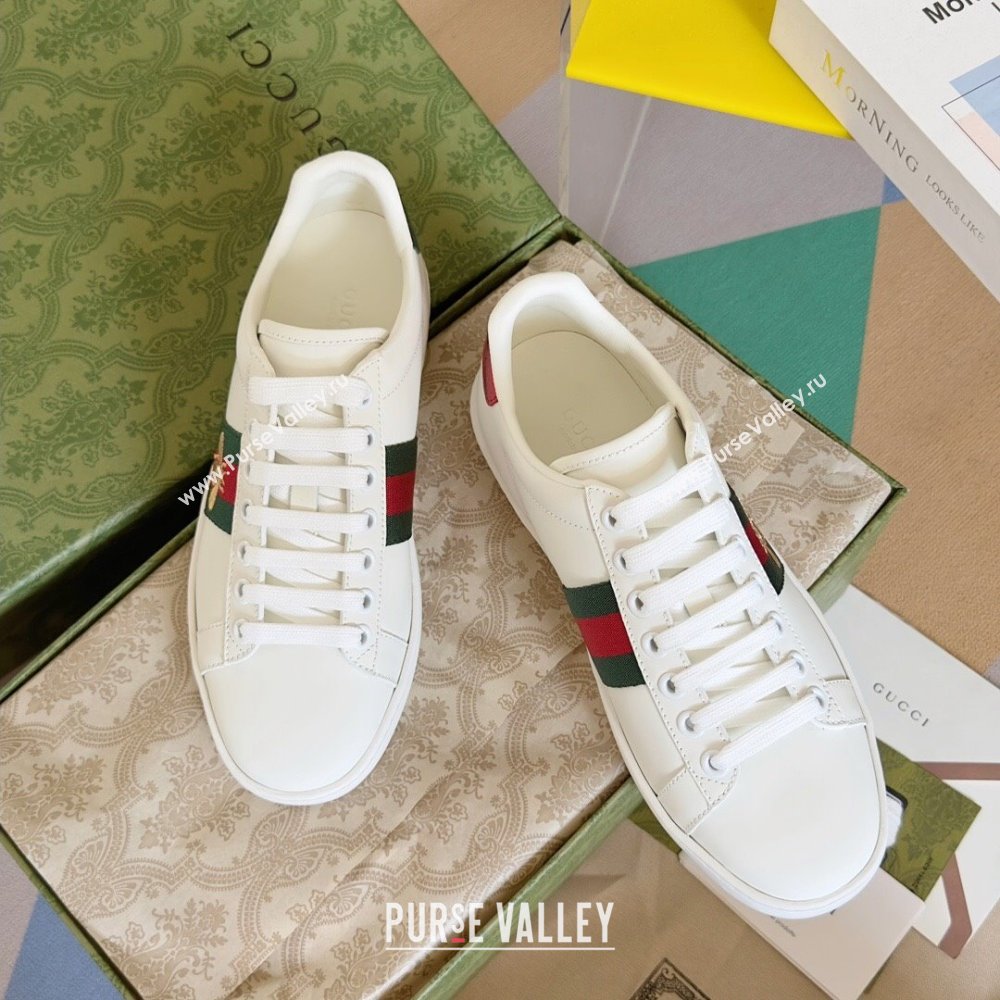 Gucci Ace Leather Sneakers with Bee 1266 White 2023 (KL-23120606)