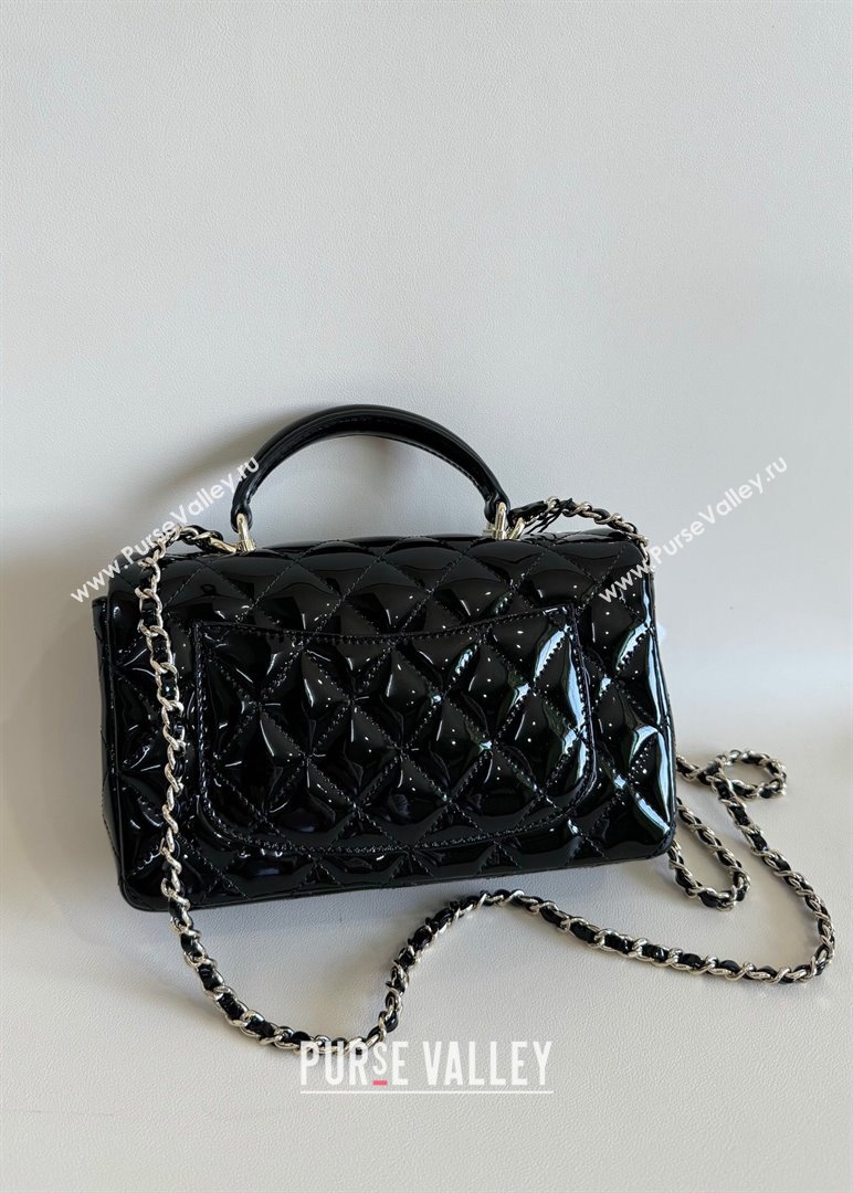 Chanel Mini Classic Flap Bag with Top Handle in Patent Calfskin AS2431 Black 2024 (YUND-24101613)