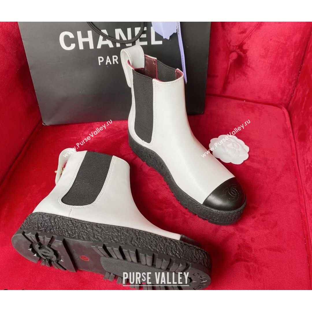 Chanel Calfskin Platform Short Boots White 2021 (MD-21080945)