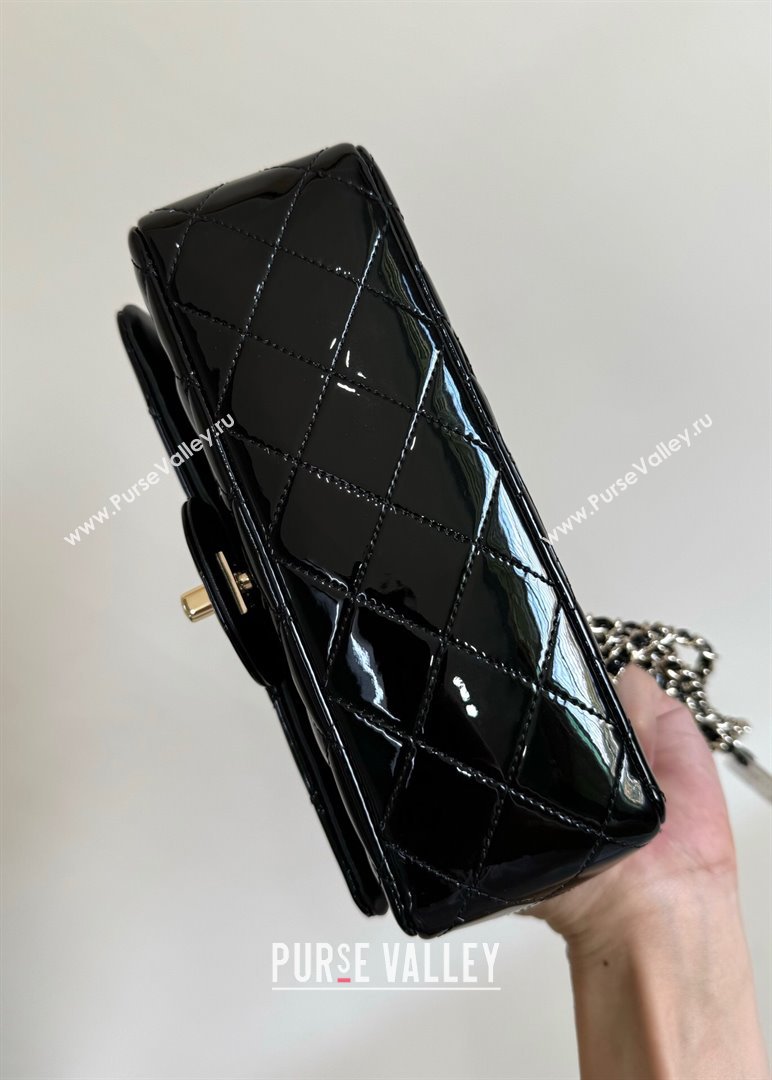 Chanel Mini Classic Flap Bag with Top Handle in Patent Calfskin AS2431 Black 2024 (YUND-24101613)