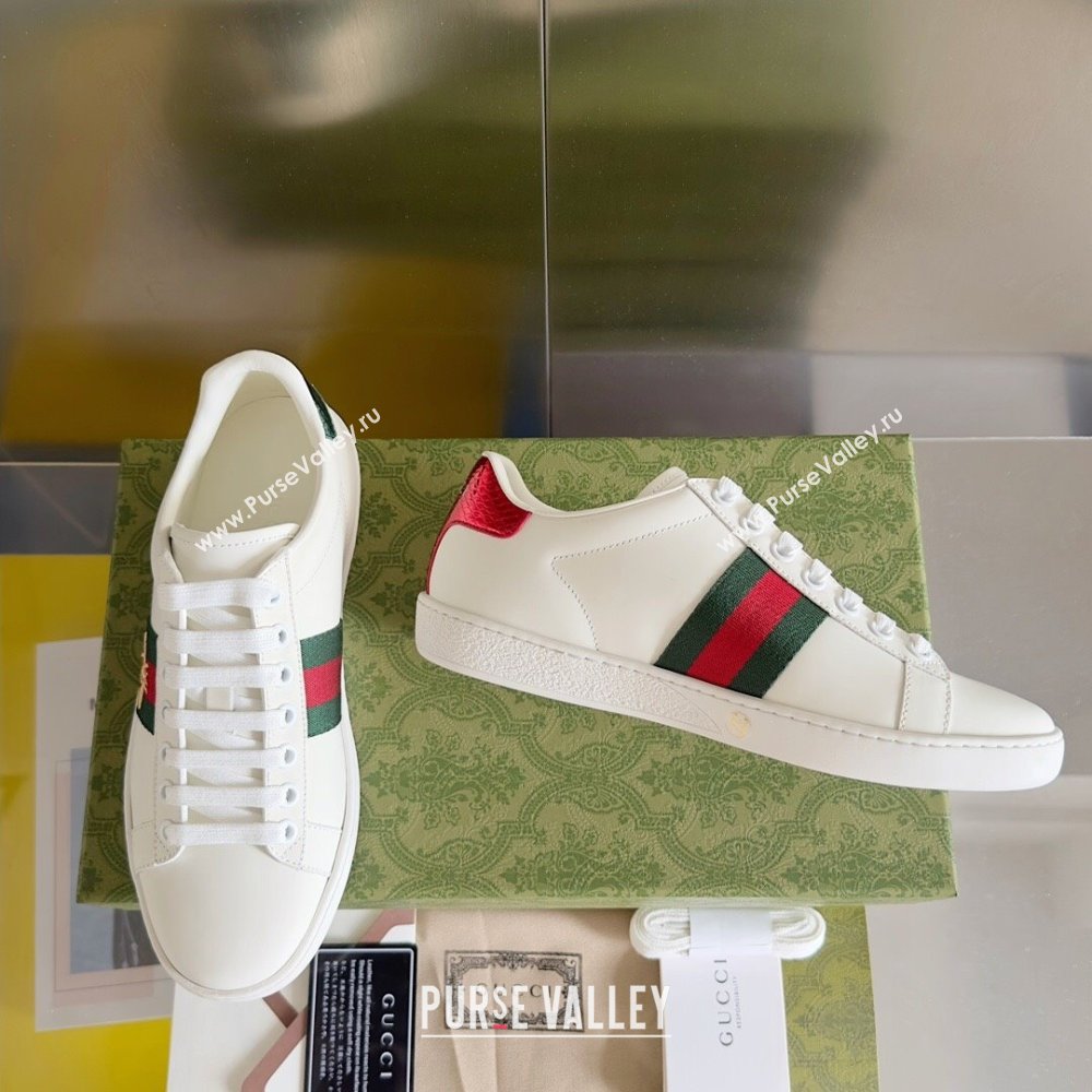 Gucci Ace Leather Sneakers with Bee 1266 White 2023 (KL-23120606)