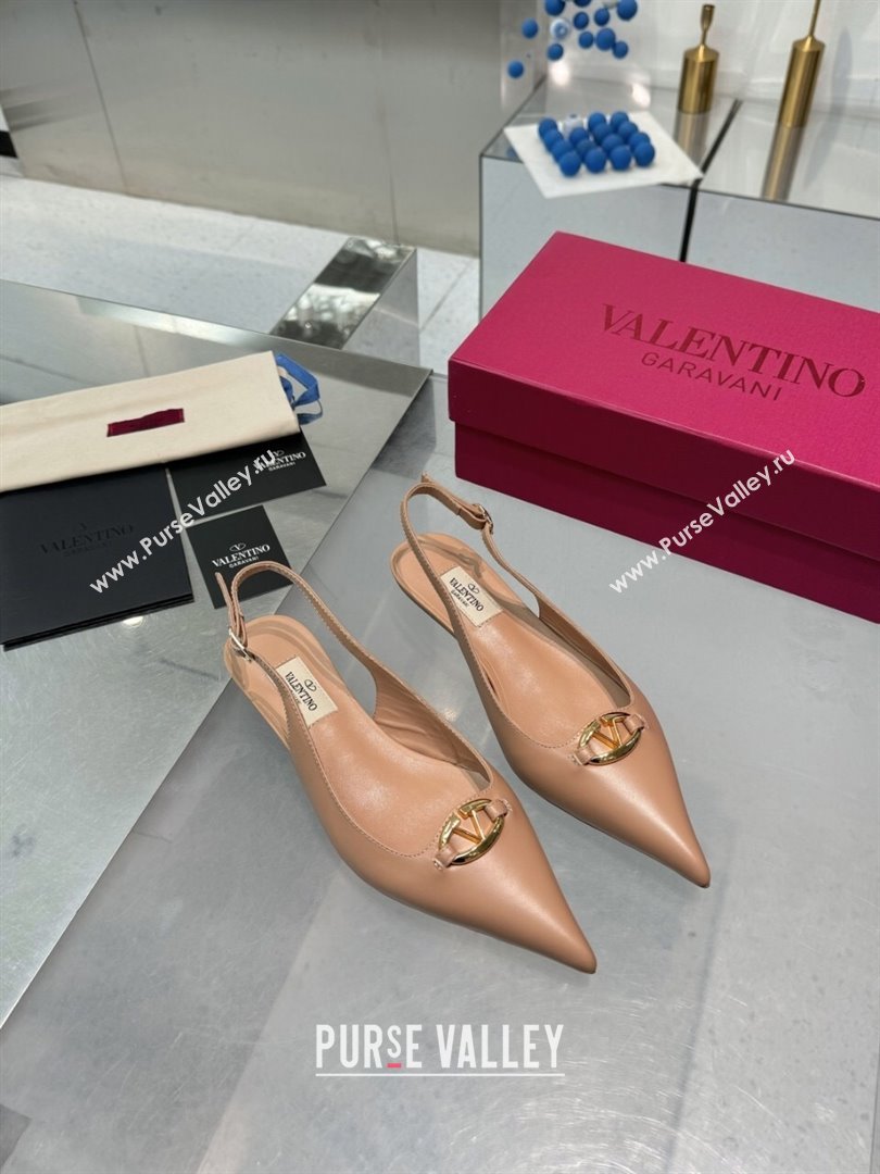 Valentino The Bold Edition VLogo Calfskin Slingback Ballerinas 20MM Beige 2024 (XL-24082826)