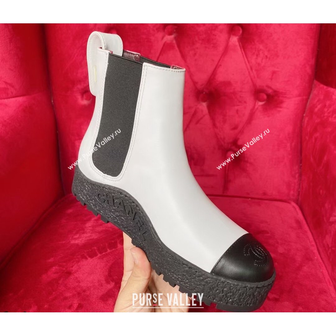 Chanel Calfskin Platform Short Boots White 2021 (MD-21080945)