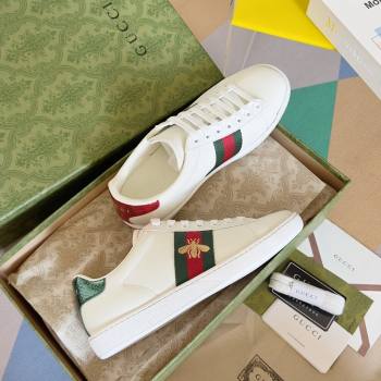 Gucci Ace Leather Sneakers with Bee 1266 White 2023 (KL-23120606)