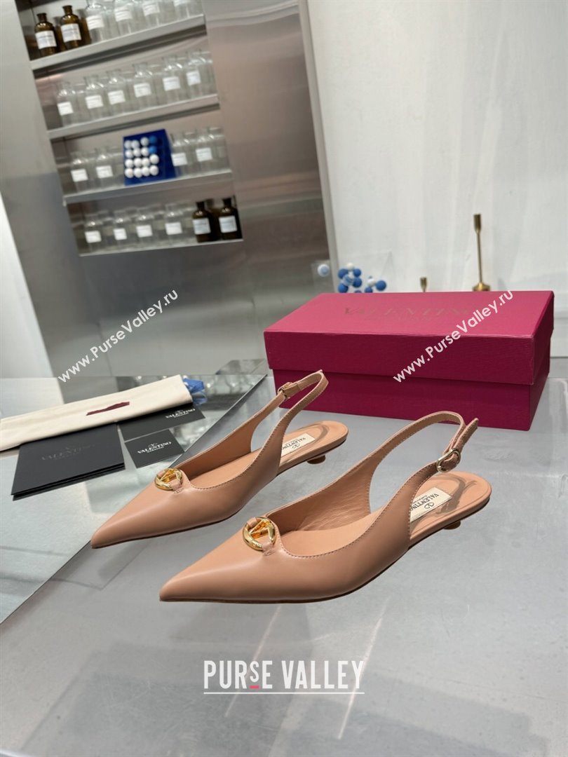 Valentino The Bold Edition VLogo Calfskin Slingback Ballerinas 20MM Beige 2024 (XL-24082826)