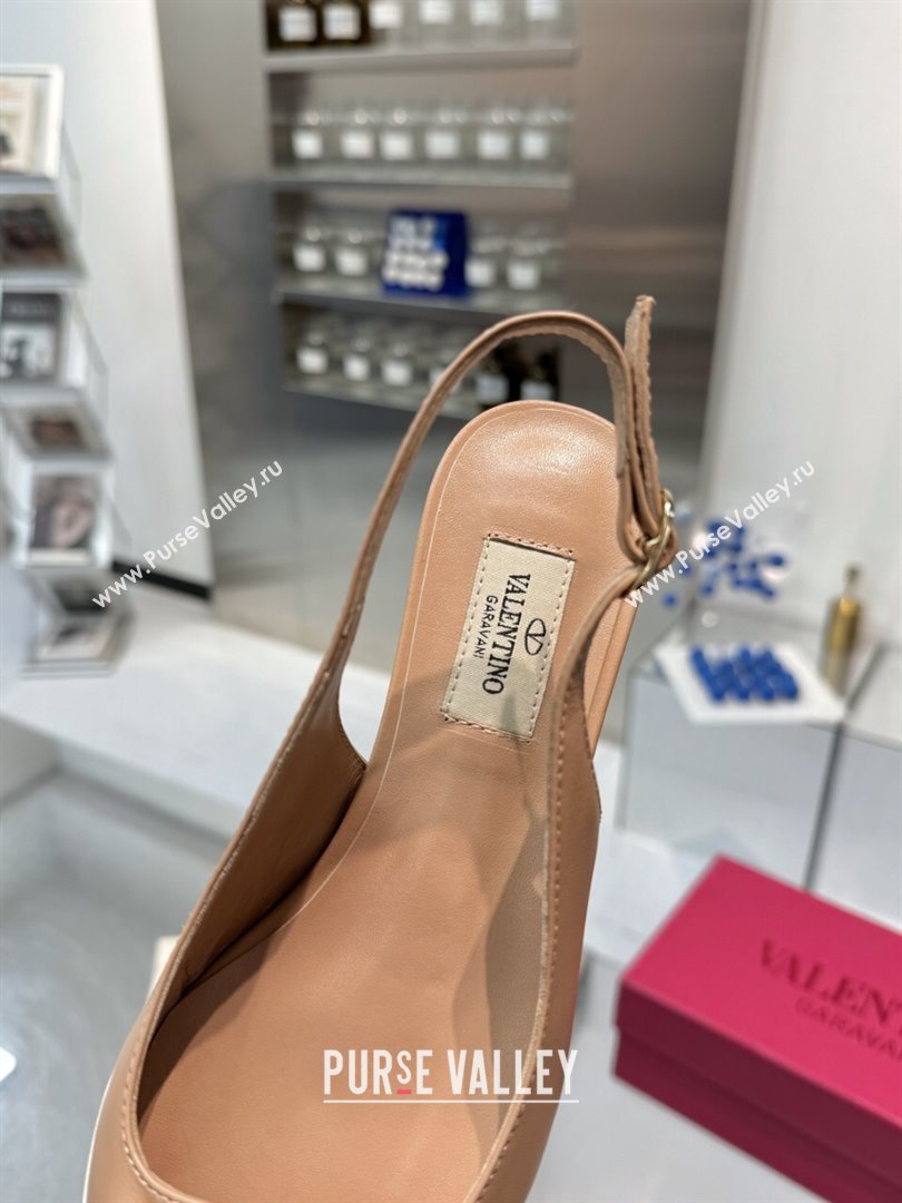 Valentino The Bold Edition VLogo Calfskin Slingback Ballerinas 20MM Beige 2024 (XL-24082826)