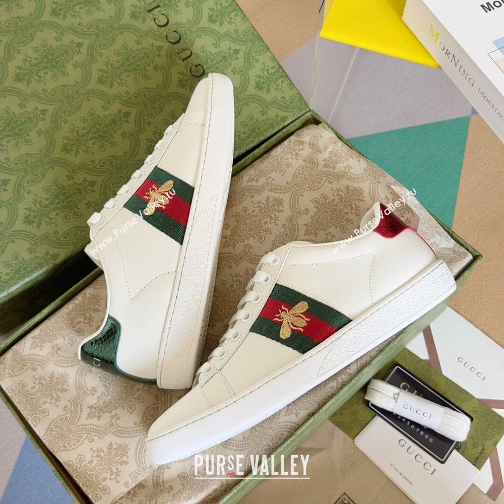 Gucci Ace Leather Sneakers with Bee 1266 White 2023 (KL-23120606)