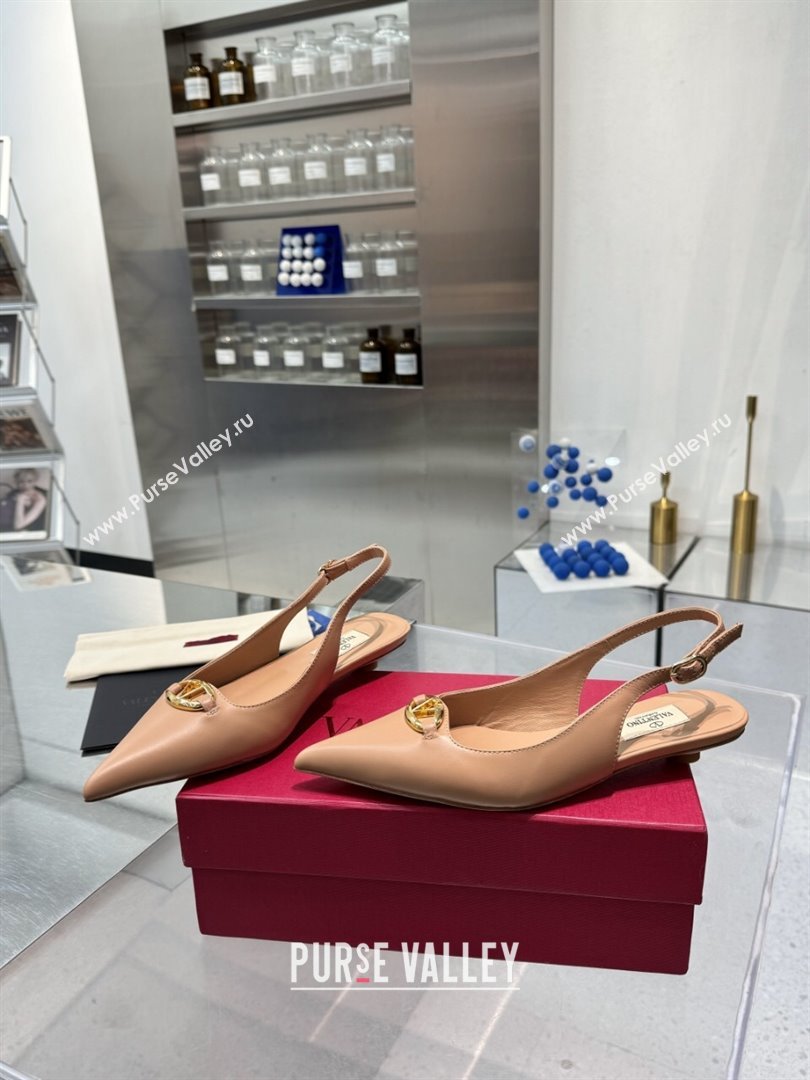 Valentino The Bold Edition VLogo Calfskin Slingback Ballerinas 20MM Beige 2024 (XL-24082826)