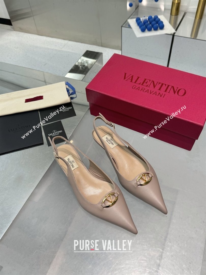 Valentino The Bold Edition VLogo Calfskin Slingback Ballerinas 20MM Nude 2024 (XL-24082827)