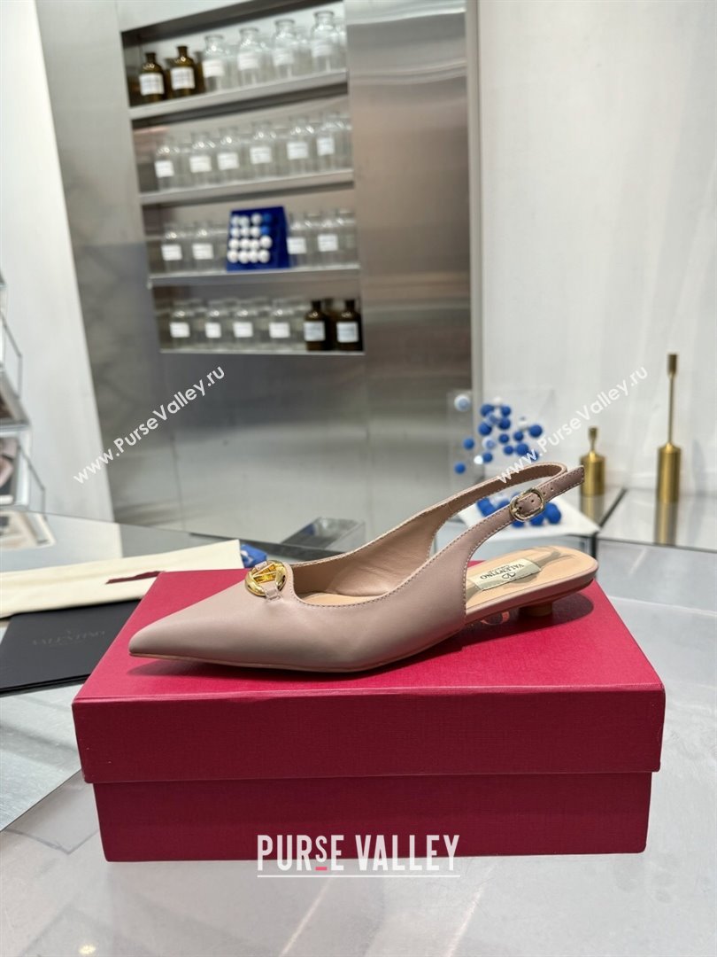 Valentino The Bold Edition VLogo Calfskin Slingback Ballerinas 20MM Nude 2024 (XL-24082827)