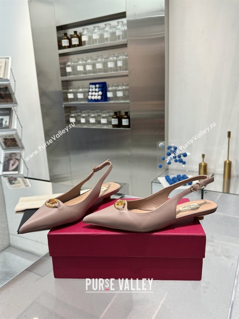 Valentino The Bold Edition VLogo Calfskin Slingback Ballerinas 20MM Nude 2024 (XL-24082827)