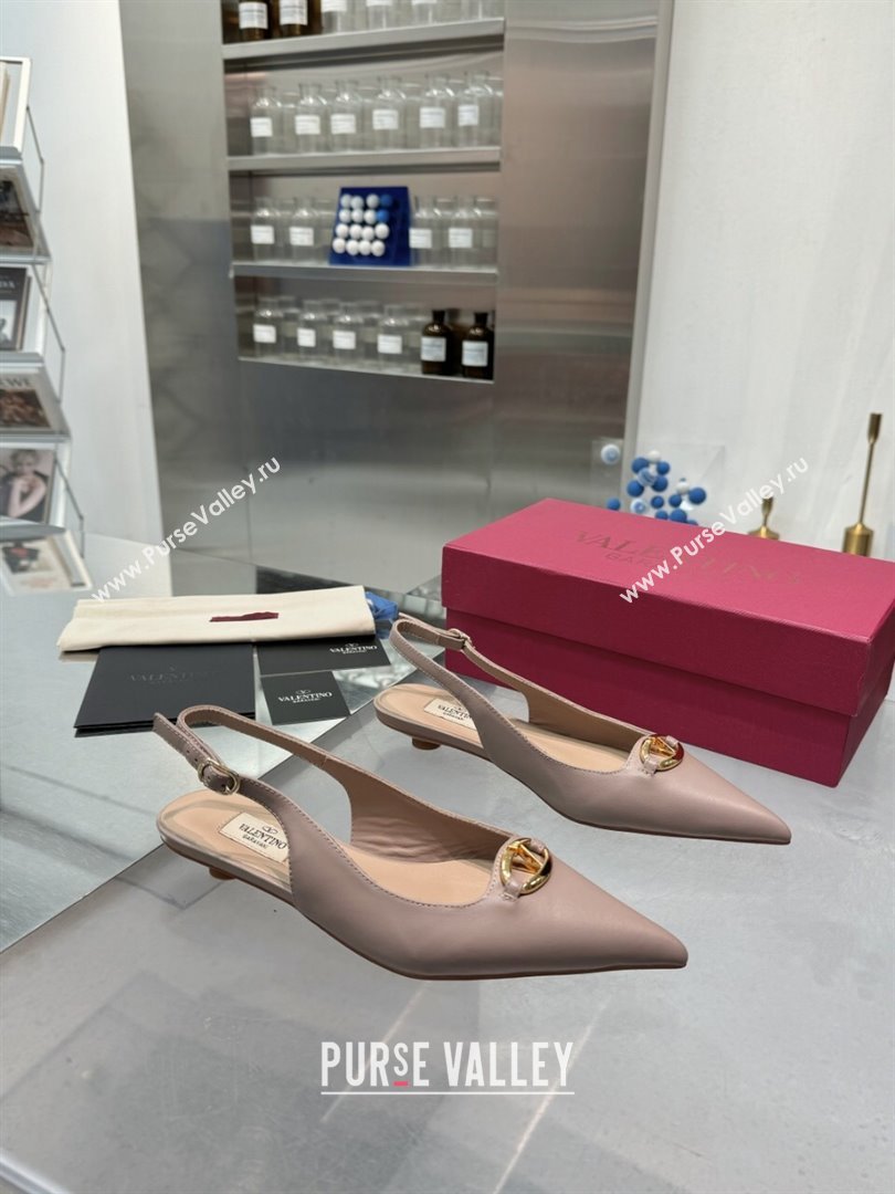 Valentino The Bold Edition VLogo Calfskin Slingback Ballerinas 20MM Nude 2024 (XL-24082827)