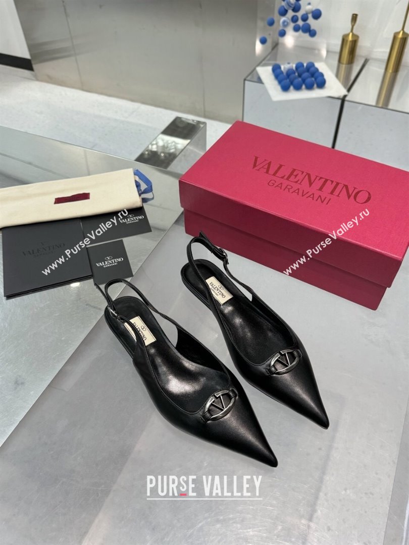 Valentino The Bold Edition VLogo Calfskin Slingback Ballerinas 20MM Black 2024 (XL-24082829)