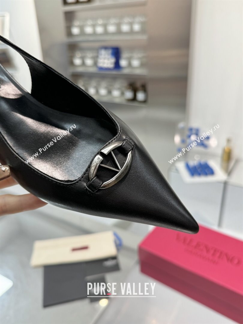 Valentino The Bold Edition VLogo Calfskin Slingback Ballerinas 20MM Black 2024 (XL-24082829)