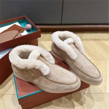 LP Open Walk Boots with Fur in Suede LP103104 Apricot 2023 Top (KL-23103105)