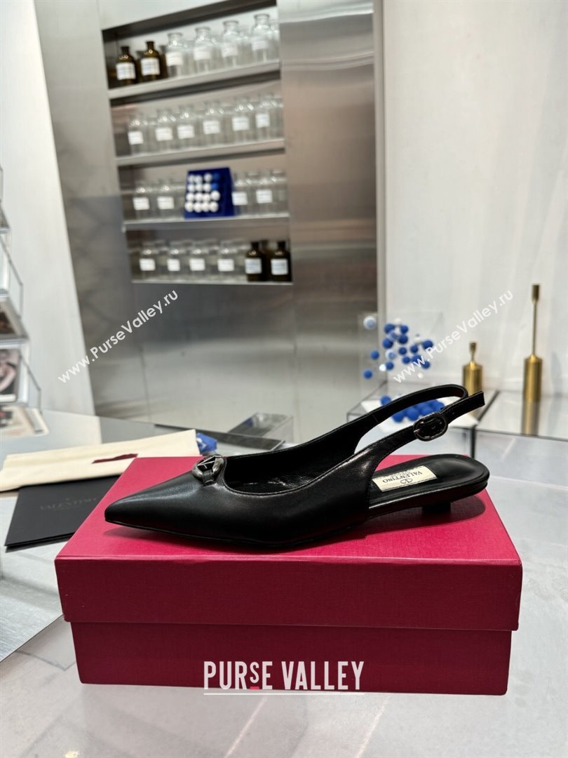 Valentino The Bold Edition VLogo Calfskin Slingback Ballerinas 20MM Black 2024 (XL-24082829)