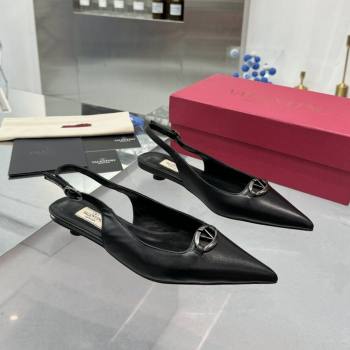 Valentino The Bold Edition VLogo Calfskin Slingback Ballerinas 20MM Black 2024 (XL-24082829)