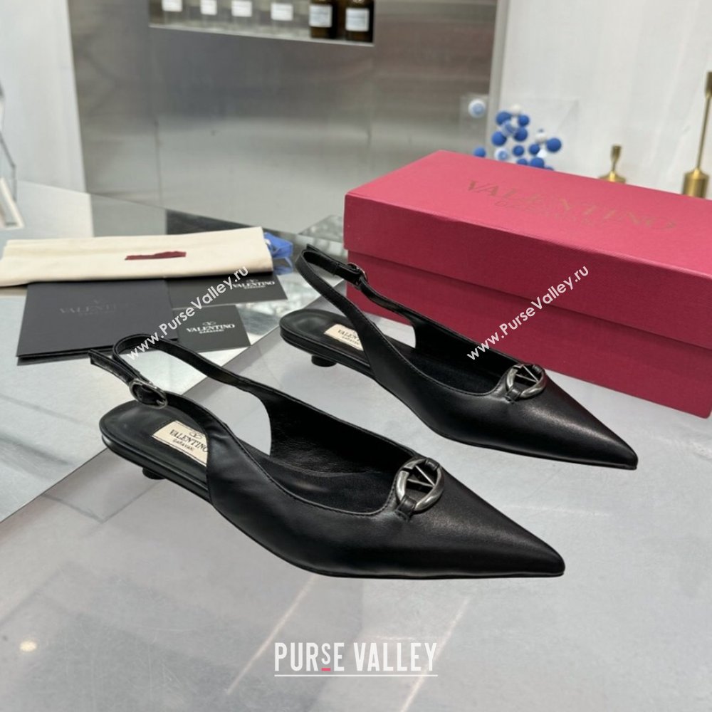 Valentino The Bold Edition VLogo Calfskin Slingback Ballerinas 20MM Black 2024 (XL-24082829)