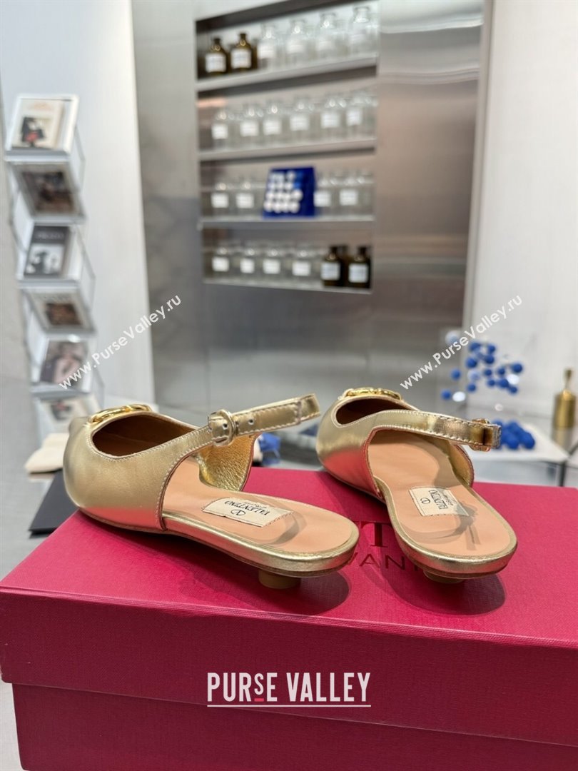 Valentino The Bold Edition VLogo Calfskin Slingback Ballerinas 20MM Gold 2024 (XL-24082830)