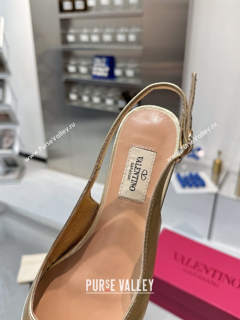 Valentino The Bold Edition VLogo Calfskin Slingback Ballerinas 20MM Gold 2024 (XL-24082830)