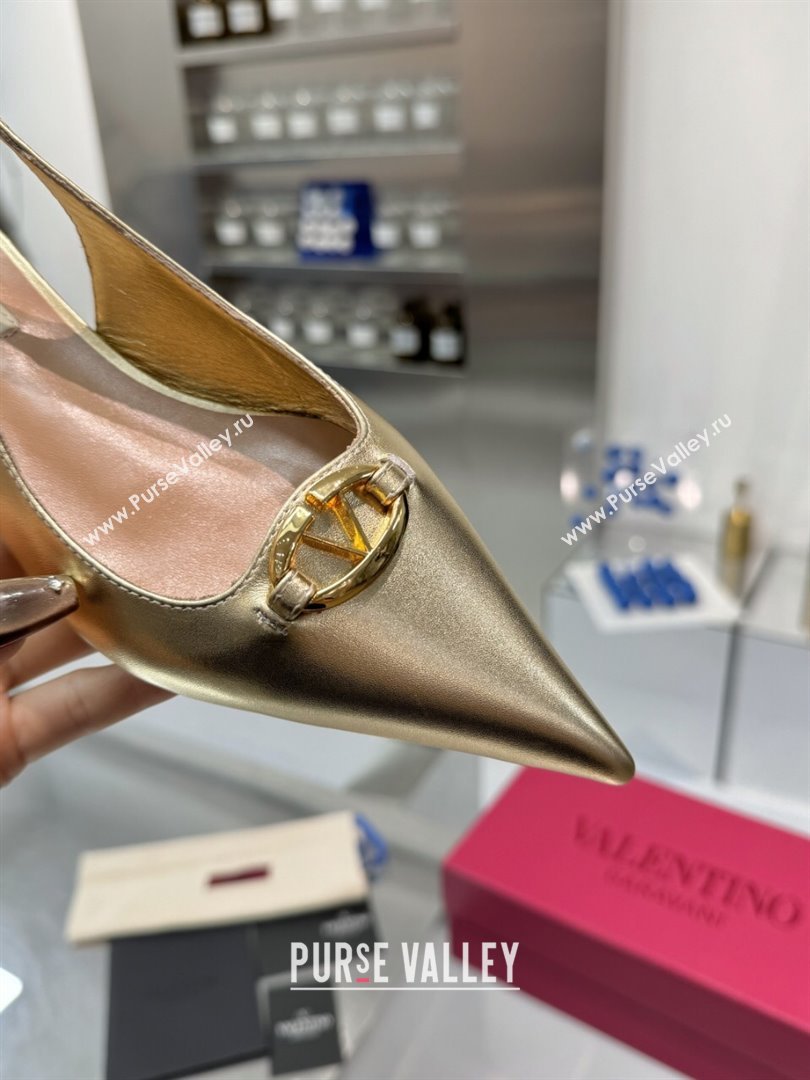 Valentino The Bold Edition VLogo Calfskin Slingback Ballerinas 20MM Gold 2024 (XL-24082830)