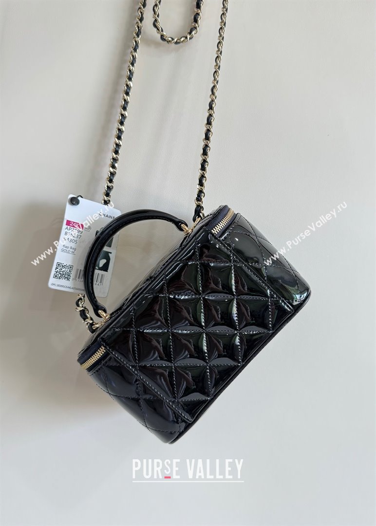 Chanel Clutch with Chain in Patent Calfskin AP2199 Bag Black 2024 (YUND-24101617)