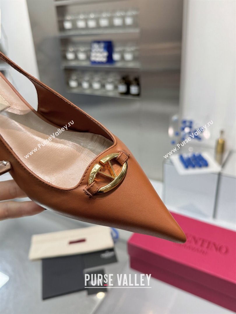 Valentino The Bold Edition VLogo Calfskin Slingback Ballerinas 20MM Brown 2024 (XL-24082831)