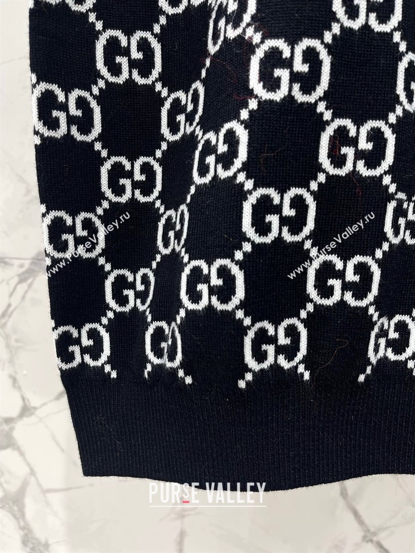 Gucci GG Wool Short-sleeved Sweater G121720 Black 2024 (Q-24121720)