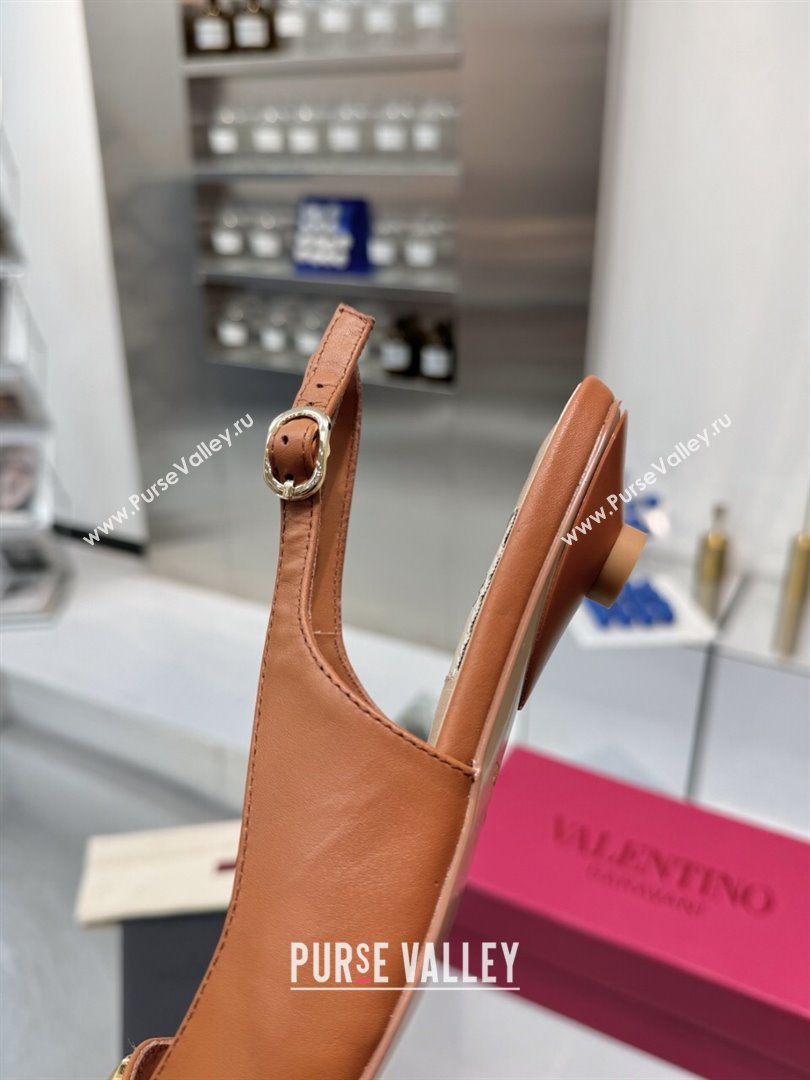 Valentino The Bold Edition VLogo Calfskin Slingback Ballerinas 20MM Brown 2024 (XL-24082831)