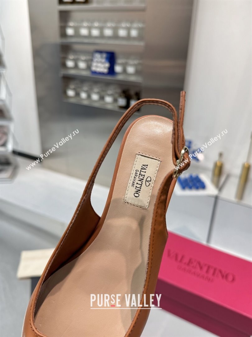 Valentino The Bold Edition VLogo Calfskin Slingback Ballerinas 20MM Brown 2024 (XL-24082831)