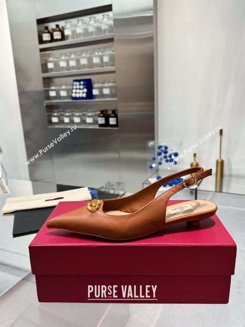 Valentino The Bold Edition VLogo Calfskin Slingback Ballerinas 20MM Brown 2024 (XL-24082831)